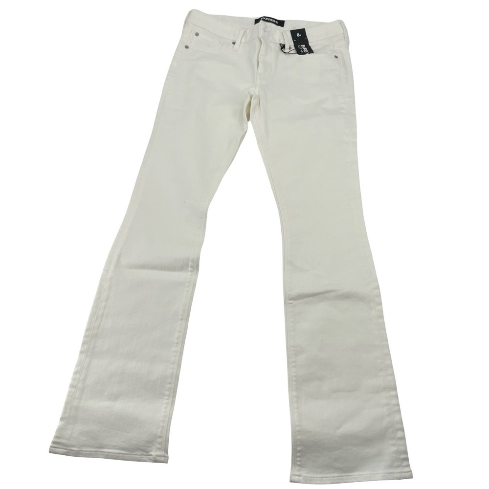 Express Women's Jeans Barely Boot White Cotton Stretch Size 8R